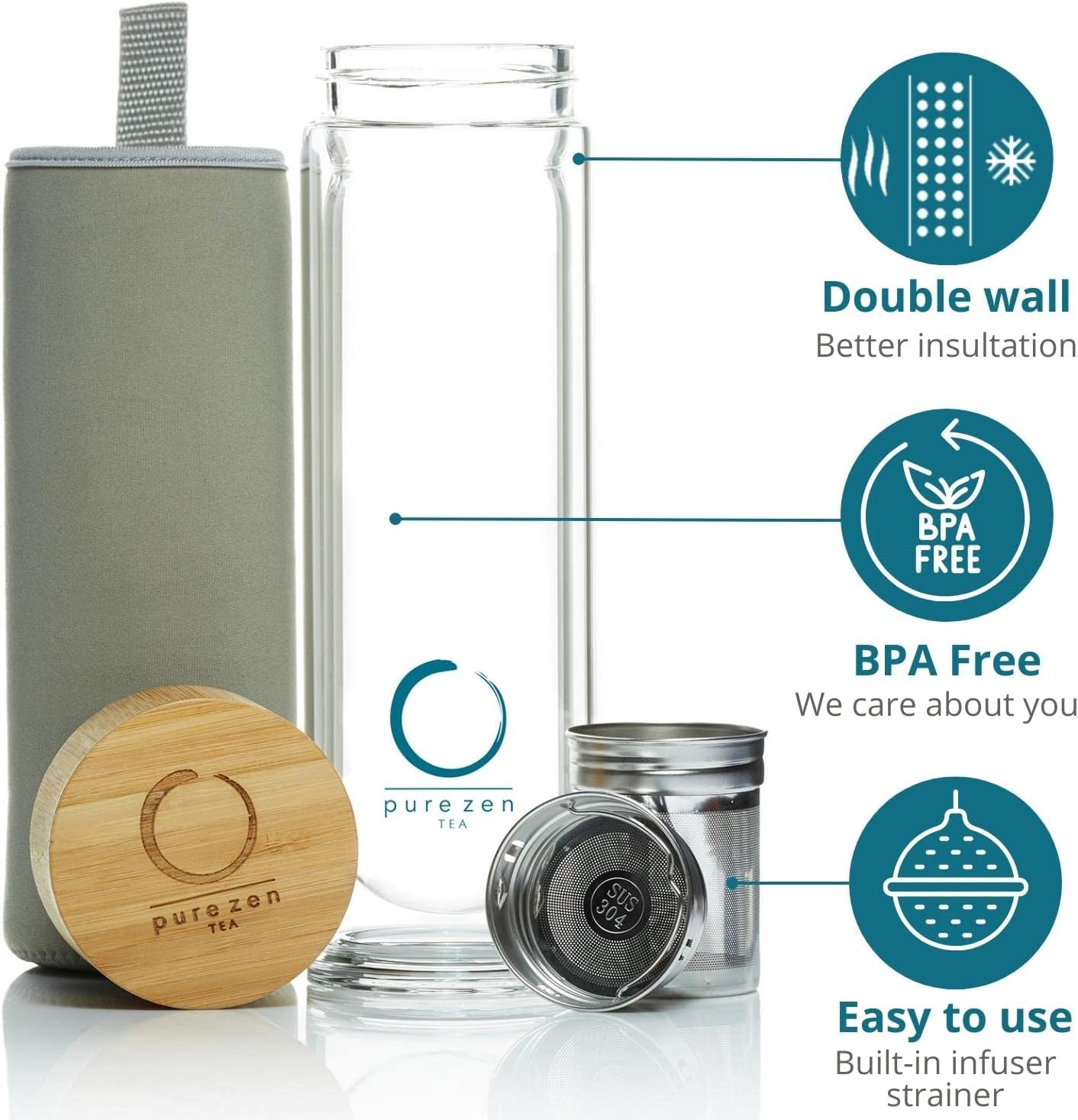 🍵 Pure Zen Glass Tea Infuser Bottle (15 oz) - Image 3