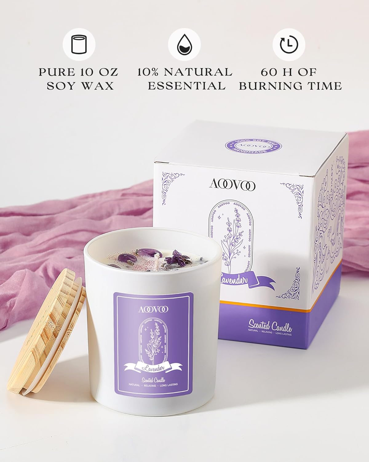 🕯️ Lavender Scented Candle with Crystals (7 oz) - Image 2