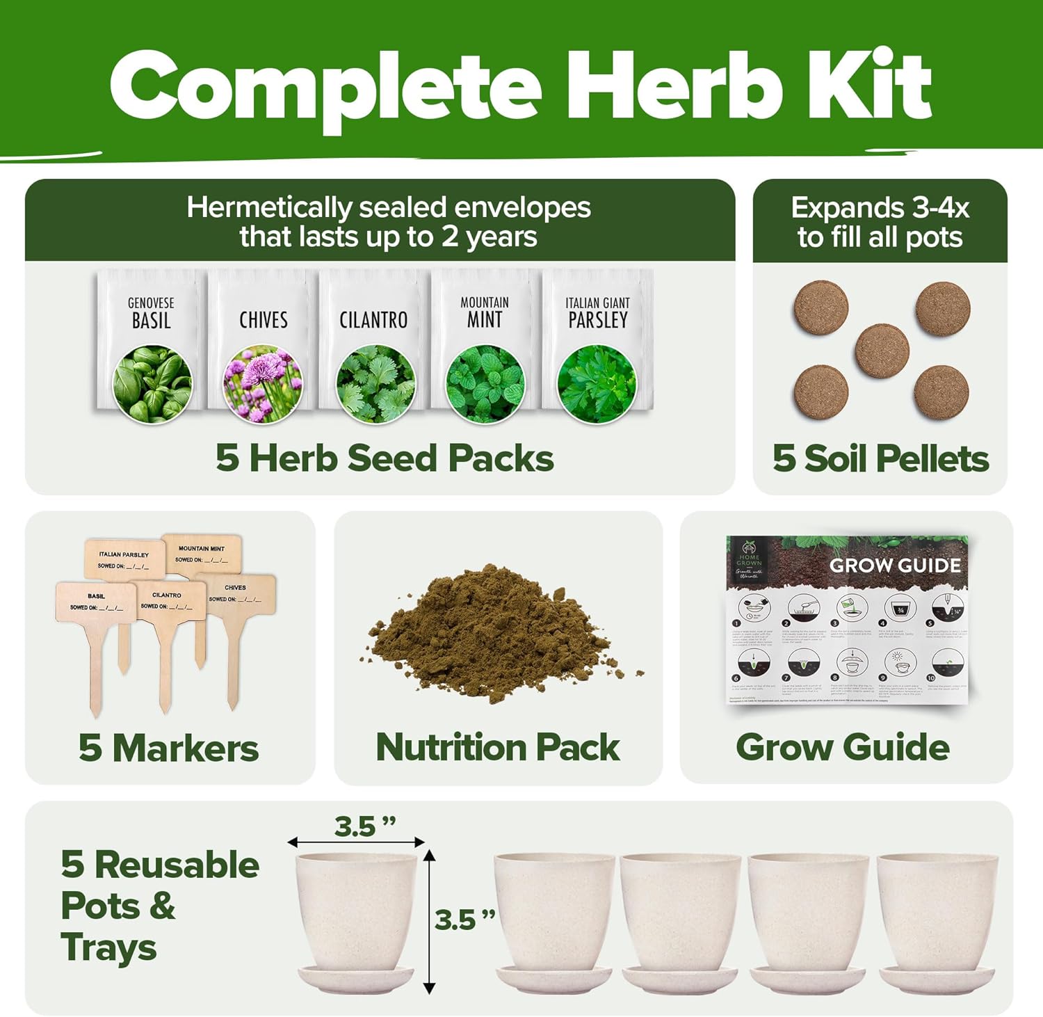 🌱 HOME GROWN Indoor Herb Garden Starter Kit - Image 3